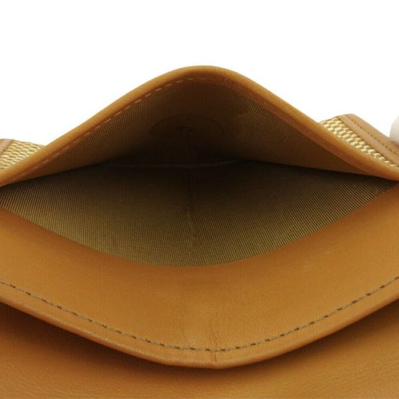 BURBERRY two-fold wallet logo beige canvas �~ leather Authentic - Picture 6 of 8